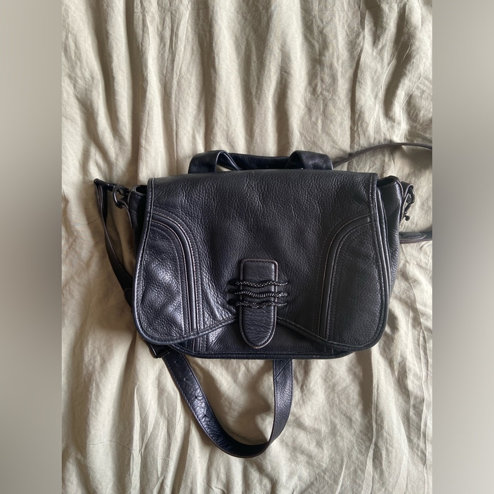 Aimee Kestenberg Black Leather Saddle Bag -project bag